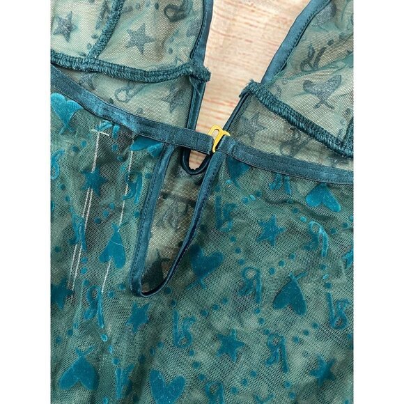 Victoria Secret Sheer Green Mesh Teddy Lingerie - Small - Picture 9 of 15